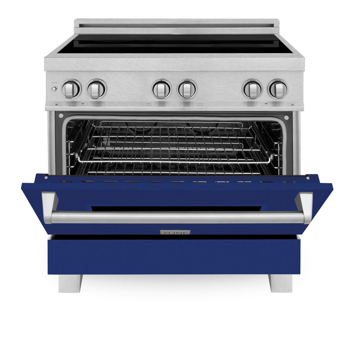 ZLINE 36 in. Induction Range in Fingerprint Resistant Stainless Steel with Blue Gloss Door (RAINDS-BG-36)