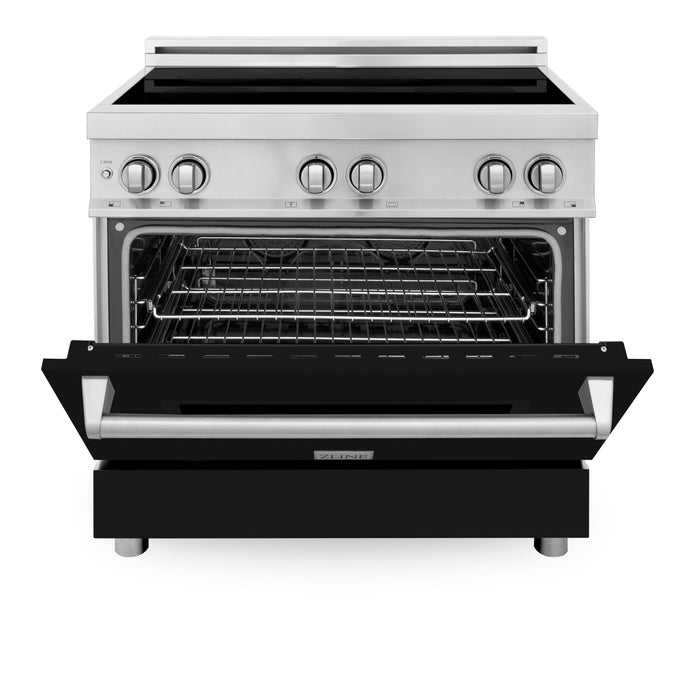 ZLINE 36 in. 4.6 cu. ft. Induction Range with a 4 Element Stove and Electric Oven with Black Matte Door (RAIND-BLM-36)