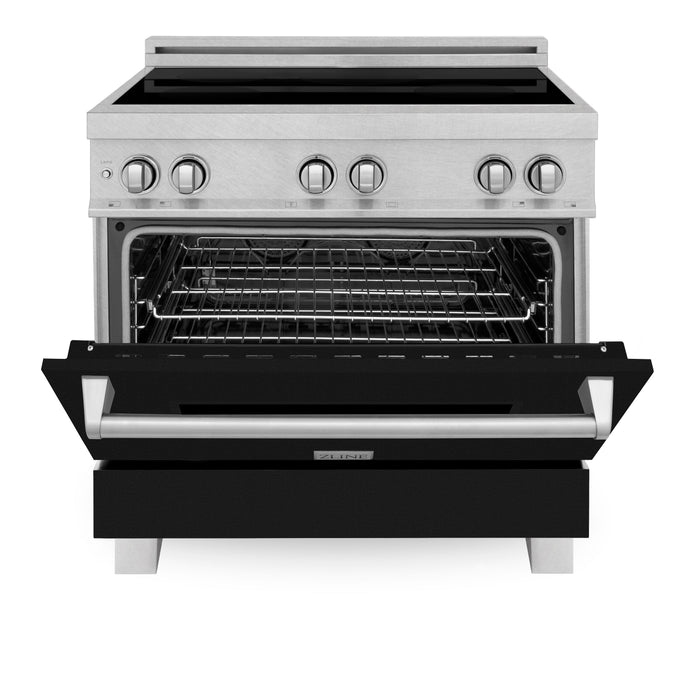 ZLINE 36 in. Induction Range in Fingerprint Resistant Stainless Steel with Black Matte Door (RAINDS-BLM-36)