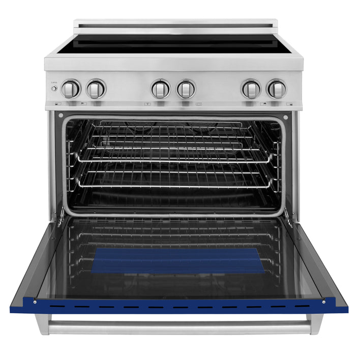 ZLINE 36 in. 4.6 cu. ft. Induction Range with a 4 Element Stove and Electric Oven with Blue Gloss Door (RAIND-BG-36)