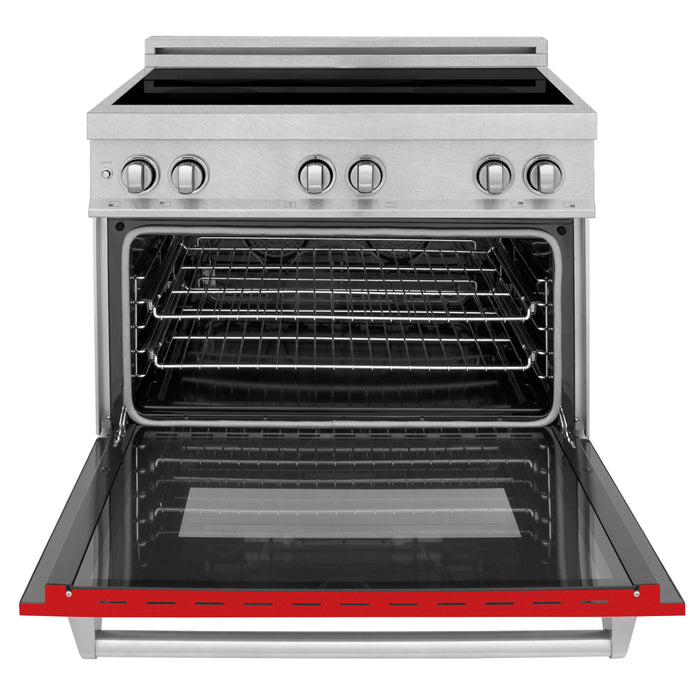 ZLINE 36 in. Induction Range in Fingerprint Resistant Stainless Steel with Red Matte Door (RAINDS-RM-36)