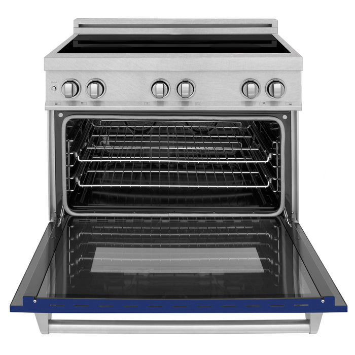 ZLINE 36 in. Induction Range in Fingerprint Resistant Stainless Steel with Blue Gloss Door (RAINDS-BG-36)