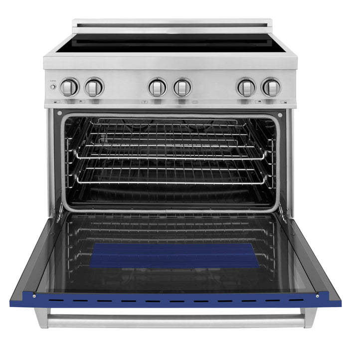 ZLINE 36 in. 4.6 cu. ft. Induction Range with a 4 Element Stove and Electric Oven with Blue Matte Door (RAIND-BM-36)