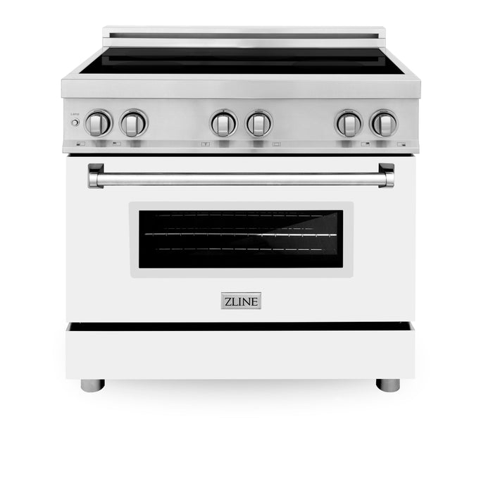 ZLINE 36 in. 4.6 cu. ft. Induction Range with a 4 Element Stove and Electric Oven with White Matte Door (RAIND-WM-36)