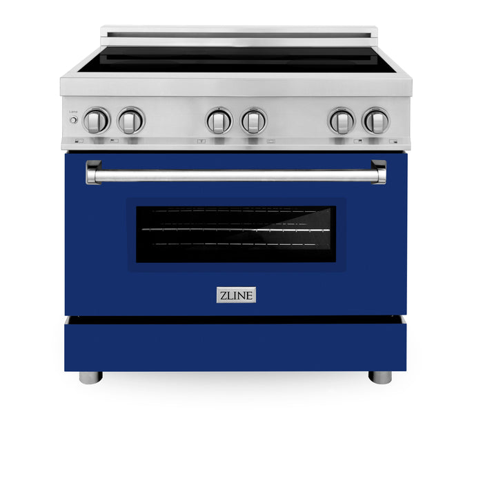 ZLINE 36 in. 4.6 cu. ft. Induction Range with a 4 Element Stove and Electric Oven with Blue Gloss Door (RAIND-BG-36)