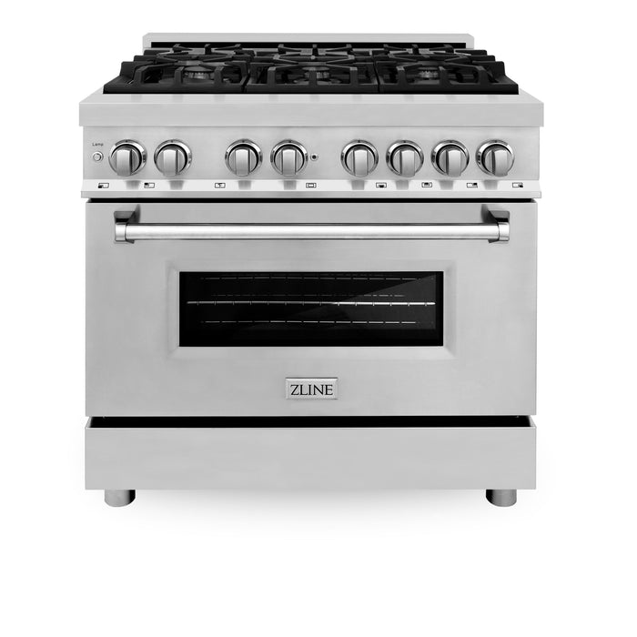 ZLINE 36 in. Dual Fuel Range with Gas Stove and Electric Oven in Stainless Steel (RA36)