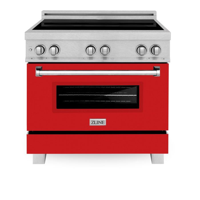 ZLINE 36 in. Induction Range in Fingerprint Resistant Stainless Steel with Red Matte Door (RAINDS-RM-36)