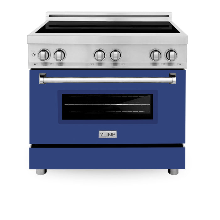 ZLINE 36 in. 4.6 cu. ft. Induction Range with a 4 Element Stove and Electric Oven with Blue Matte Door (RAIND-BM-36)