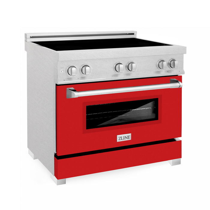 ZLINE 36 in. Induction Range in Fingerprint Resistant Stainless Steel with Red Gloss Door (RAINDS-RG-36)