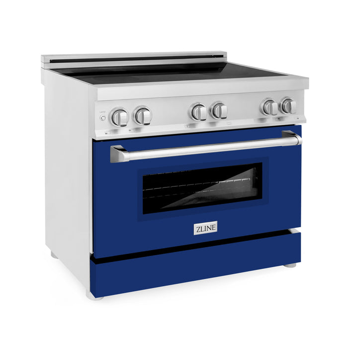 ZLINE 36 in. 4.6 cu. ft. Induction Range with a 4 Element Stove and Electric Oven with Blue Gloss Door (RAIND-BG-36)