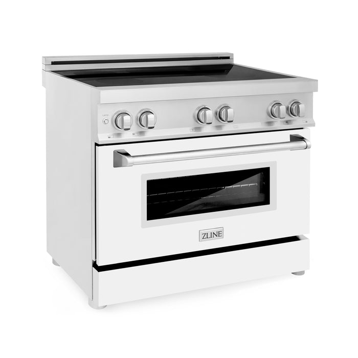 ZLINE 36 in. 4.6 cu. ft. Induction Range with a 4 Element Stove and Electric Oven with White Matte Door (RAIND-WM-36)