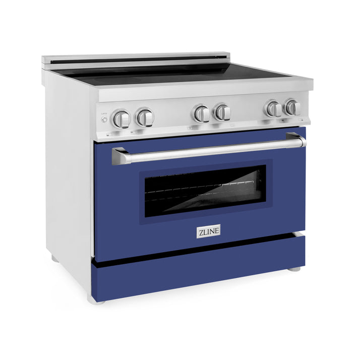 ZLINE 36 in. 4.6 cu. ft. Induction Range with a 4 Element Stove and Electric Oven with Blue Matte Door (RAIND-BM-36)