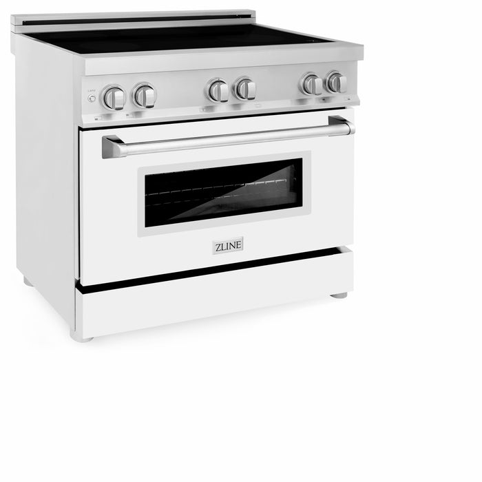 ZLINE 36 in. 4.6 cu. ft. Induction Range with a 4 Element Stove and Electric Oven with White Matte Door (RAIND-WM-36)