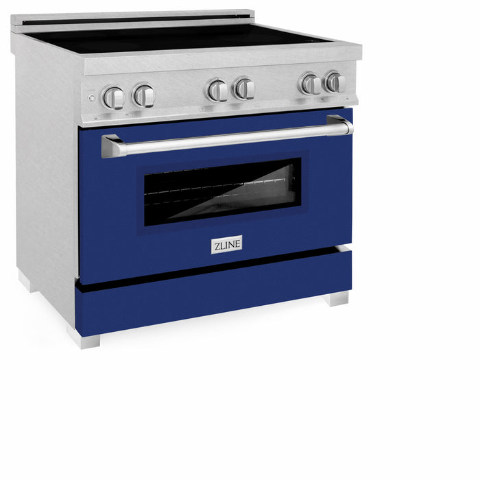 ZLINE 36 in. Induction Range in Fingerprint Resistant Stainless Steel with Blue Gloss Door (RAINDS-BG-36)