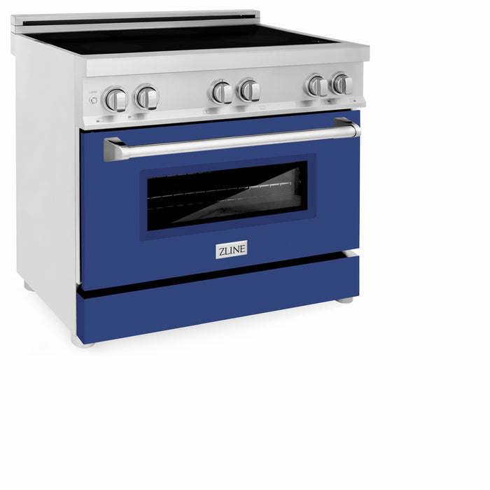 ZLINE 36 in. 4.6 cu. ft. Induction Range with a 4 Element Stove and Electric Oven with Blue Matte Door (RAIND-BM-36)