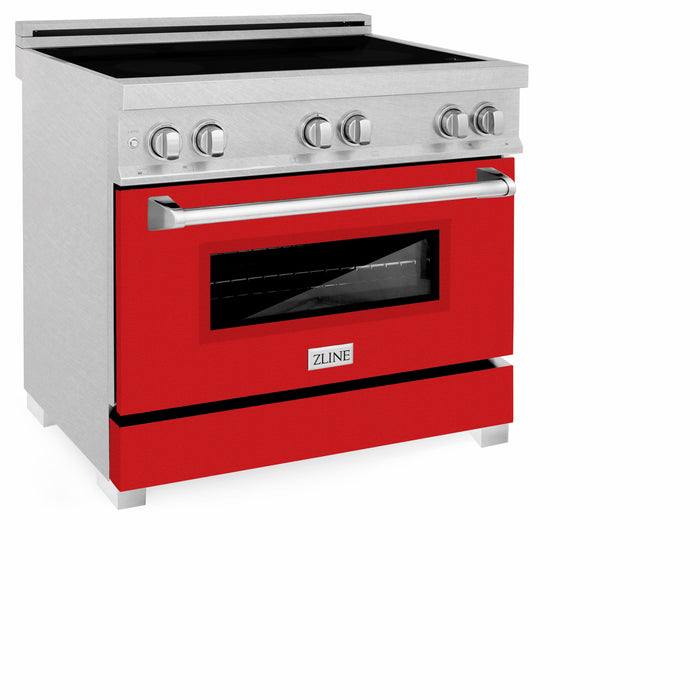 ZLINE 36 in. Induction Range in Fingerprint Resistant Stainless Steel with Red Gloss Door (RAINDS-RG-36)