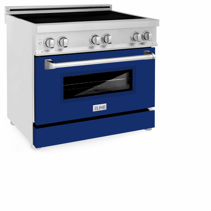 ZLINE 36 in. 4.6 cu. ft. Induction Range with a 4 Element Stove and Electric Oven with Blue Gloss Door (RAIND-BG-36)