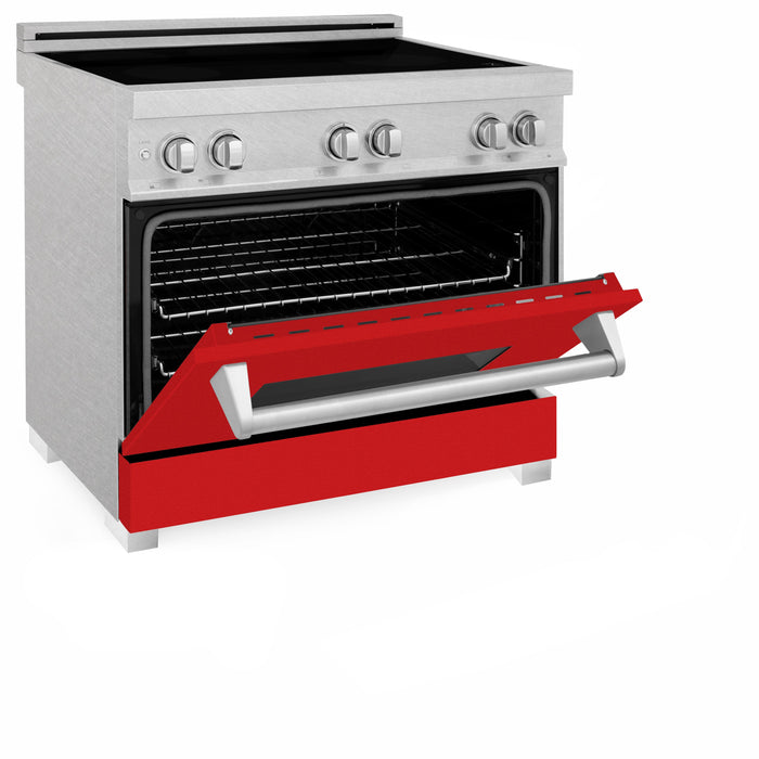 ZLINE 36 in. Induction Range in Fingerprint Resistant Stainless Steel with Red Matte Door (RAINDS-RM-36)