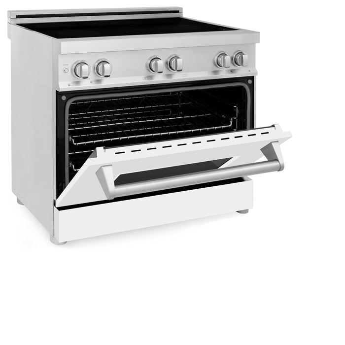 ZLINE 36 in. 4.6 cu. ft. Induction Range with a 4 Element Stove and Electric Oven with White Matte Door (RAIND-WM-36)