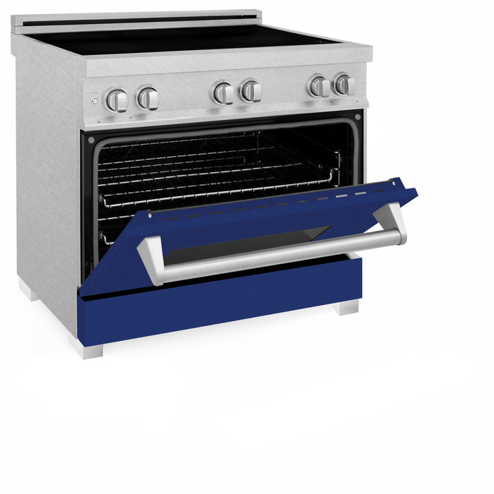 ZLINE 36 in. Induction Range in Fingerprint Resistant Stainless Steel with Blue Gloss Door (RAINDS-BG-36)