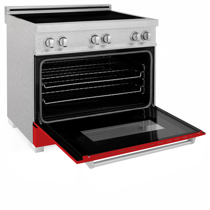 ZLINE 36 in. Induction Range in Fingerprint Resistant Stainless Steel with Red Gloss Door (RAINDS-RG-36)