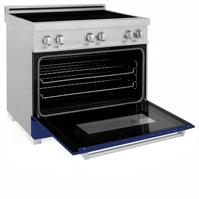 ZLINE 36 in. Induction Range in Fingerprint Resistant Stainless Steel with Blue Gloss Door (RAINDS-BG-36)