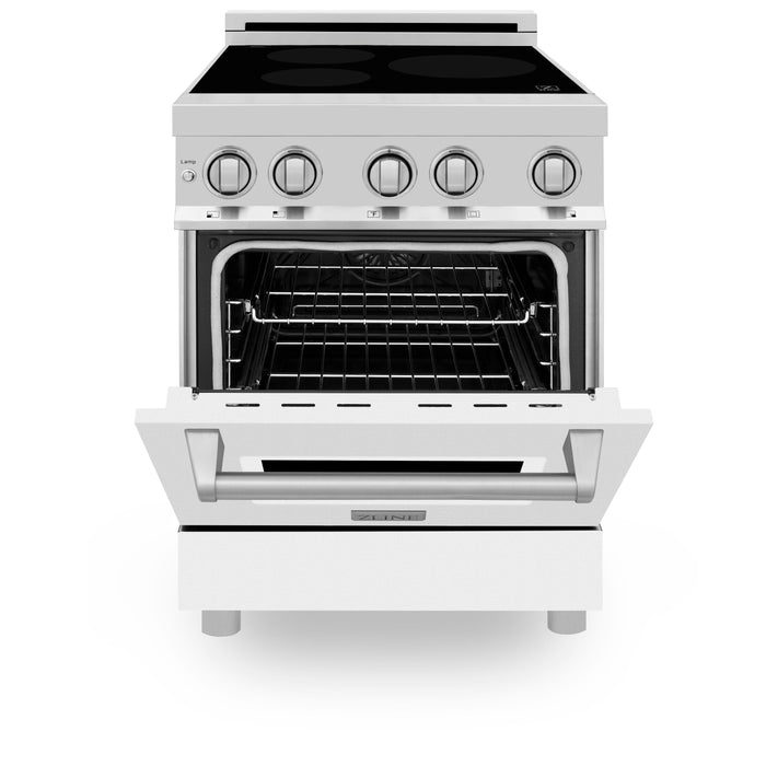 ZLINE 24 IN. 2.8 cu. ft. Induction Range with a 3 Element Stove and Electric Oven in Stainless Steel with White Matte Door(RAIND-WM-24)