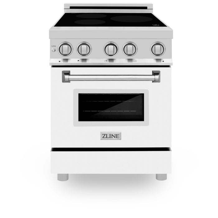 ZLINE 24 IN. 2.8 cu. ft. Induction Range with a 3 Element Stove and Electric Oven in Stainless Steel with White Matte Door(RAIND-WM-24)