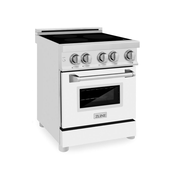 ZLINE 24 IN. 2.8 cu. ft. Induction Range with a 3 Element Stove and Electric Oven in Stainless Steel with White Matte Door(RAIND-WM-24)