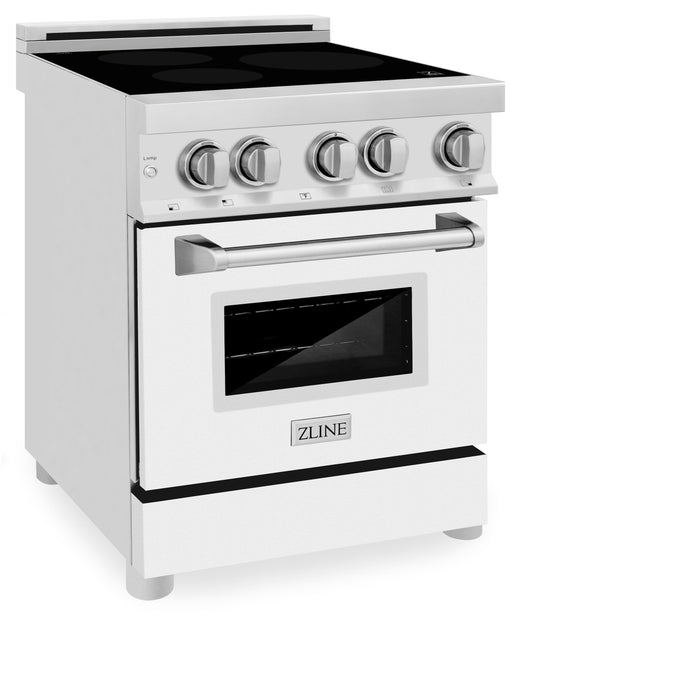 ZLINE 24 IN. 2.8 cu. ft. Induction Range with a 3 Element Stove and Electric Oven in Stainless Steel with White Matte Door(RAIND-WM-24)