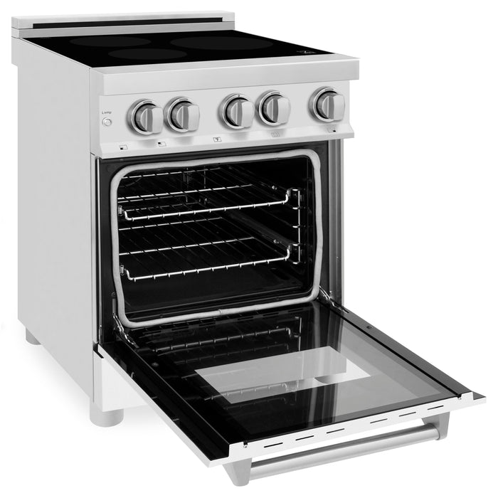 ZLINE 24 IN. 2.8 cu. ft. Induction Range with a 3 Element Stove and Electric Oven in Stainless Steel with White Matte Door(RAIND-WM-24)