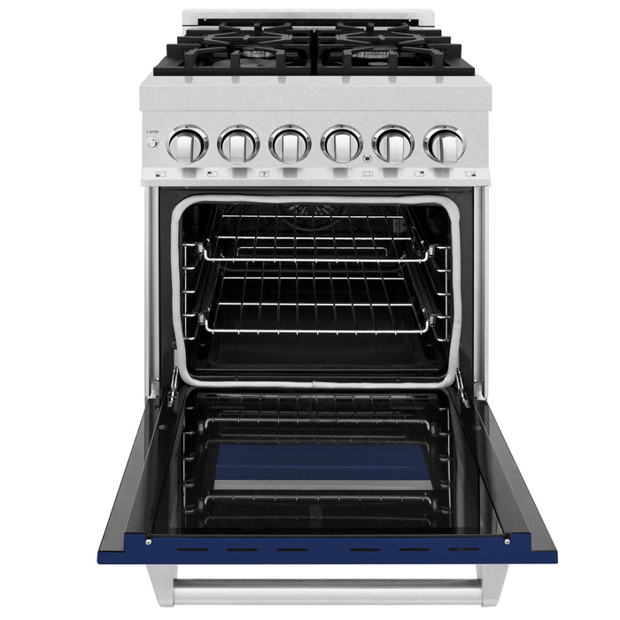 ZLINE 24 in. Professional Dual Fuel Range in Fingerprint Resistant Stainless Steel with Blue Gloss Door (RAS-BG-24)