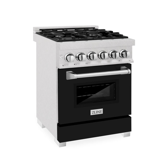 ZLINE 24 in. Professional Dual Fuel Range in Fingerprint Resistant Stainless Steel with Black Matte Door (RAS-BLM-24)