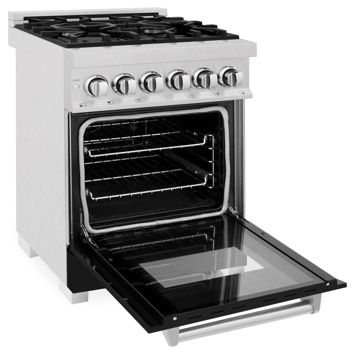 ZLINE 24 in. Professional Dual Fuel Range in Fingerprint Resistant Stainless Steel with Black Matte Door (RAS-BLM-24)