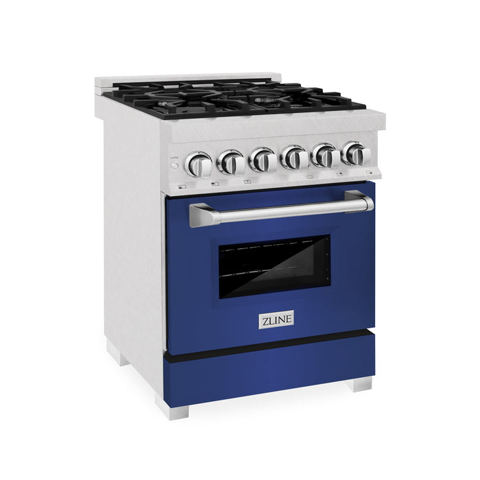 ZLINE 24 in. Professional Dual Fuel Range in Fingerprint Resistant Stainless Steel with Blue Matte Door (RAS-BM-24)