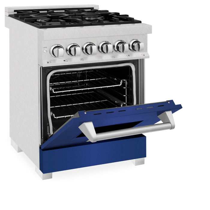 ZLINE 24 in. Professional Dual Fuel Range in Fingerprint Resistant Stainless Steel with Blue Matte Door (RAS-BM-24)