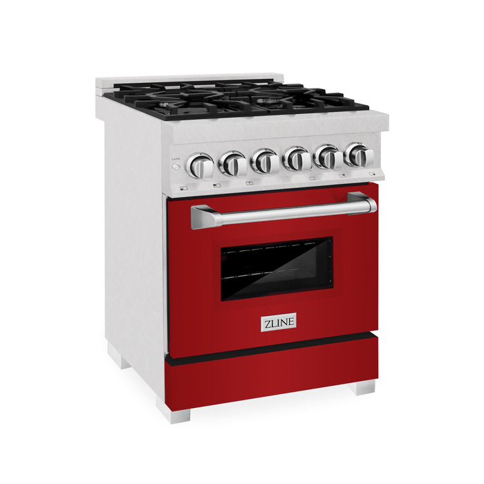 ZLINE 24 in. Professional Dual Fuel Range in Fingerprint Resistant Stainless Steel with Red Gloss Door (RAS-RG-24)