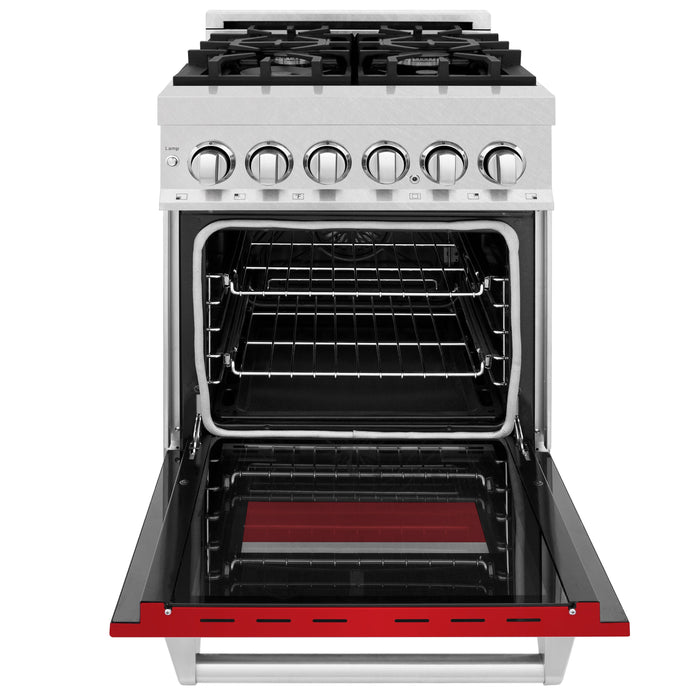 ZLINE 24 in. Professional Dual Fuel Range in Fingerprint Resistant Stainless Steel with Red Matte Door (RAS-RM-24)