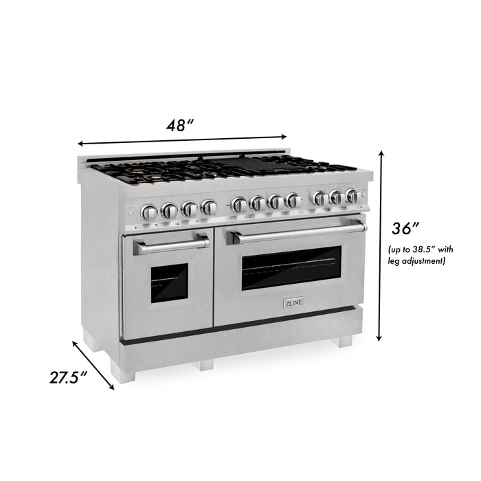 ZLINE 48 in. Fingerprint Resistant Stainless Steel 6.0 cu.ft. 7 Gas Burner/Electric Oven Range with Brass Burners (RAS-SN-BR-48)