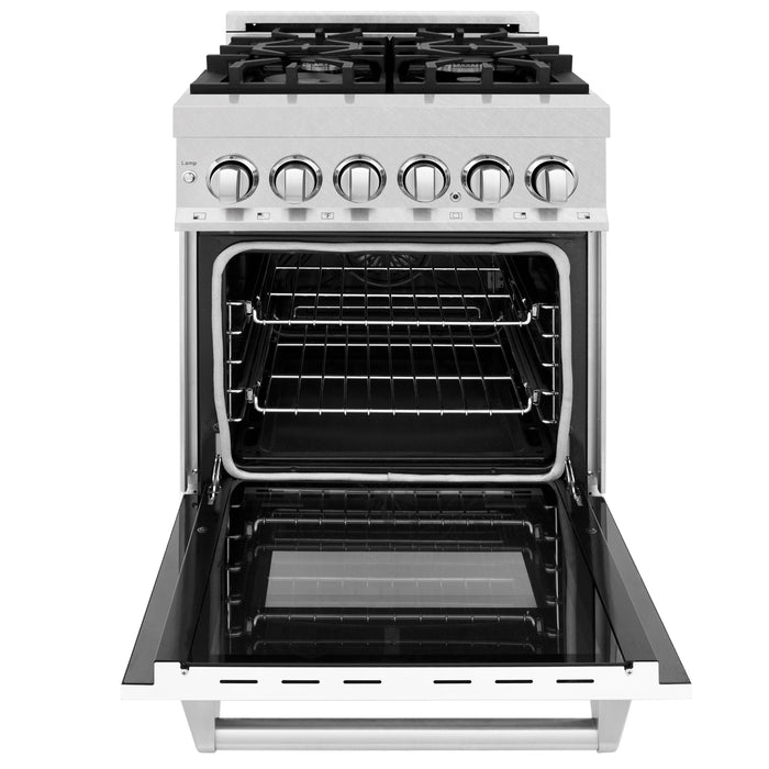 ZLINE 24 in. Professional Dual Fuel Range in Fingerprint Resistant Stainless Steel with White Matte Door (RAS-WM-24)