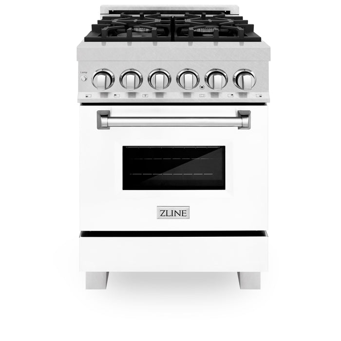 ZLINE 24 in. Professional Dual Fuel Range in Fingerprint Resistant Stainless Steel with White Matte Door (RAS-WM-24)