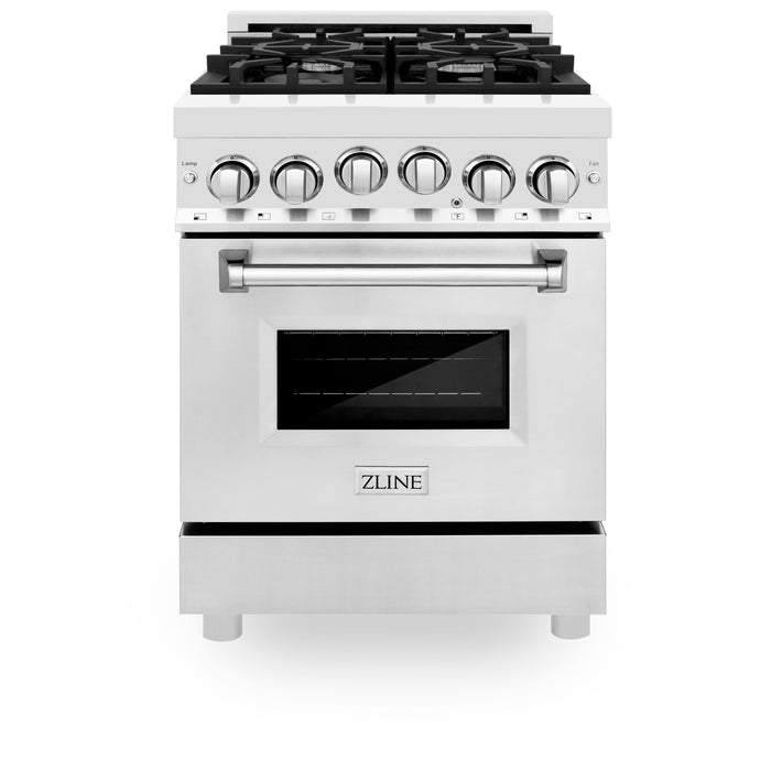 ZLINE 24 in. 2.8 cu. ft. Gas Oven and Gas Cooktop Range with Griddle in Stainless Steel (RG-GR-24)