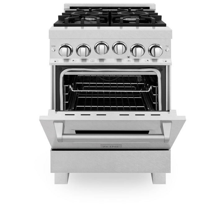 ZLINE 24 in. 2.8 cu. ft. Gas Oven and Gas Cooktop Range with Griddle in Fingerprint Resistant Stainless Steel (RGS-SN-GR-24)