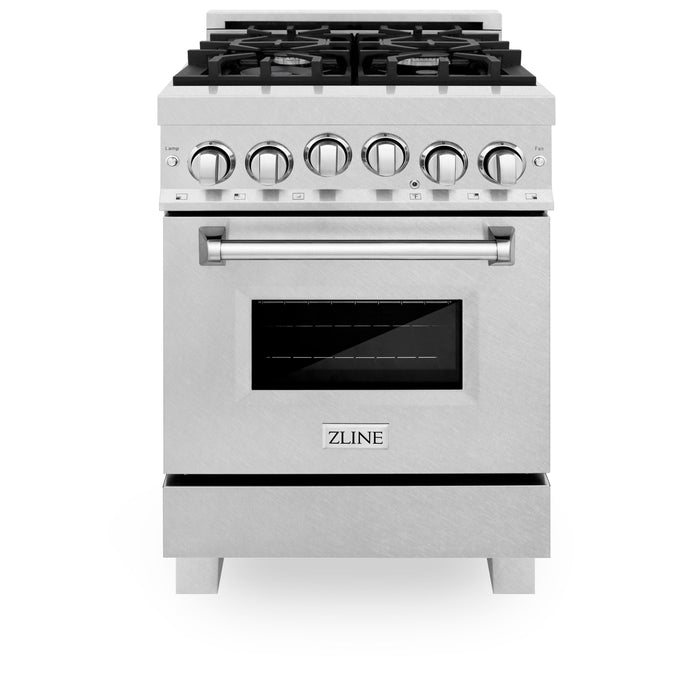 ZLINE 24 in. 2.8 cu. ft. Gas Oven and Gas Cooktop Range with Griddle in Fingerprint Resistant Stainless Steel (RGS-SN-GR-24)