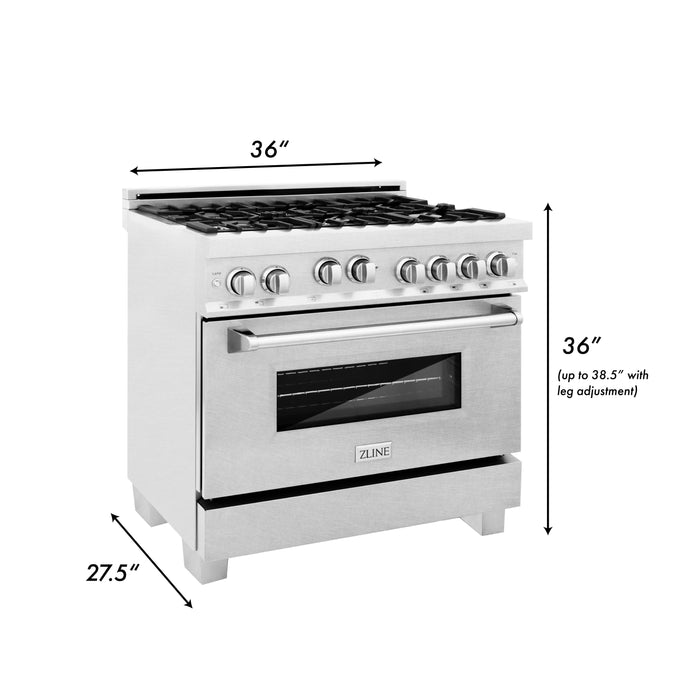 ZLINE 36 in. 4.6 cu. ft. Gas Oven and Gas Cooktop Range with Griddle in Fingerprint Resistant Stainless Steel (RGS-SN-GR-36)