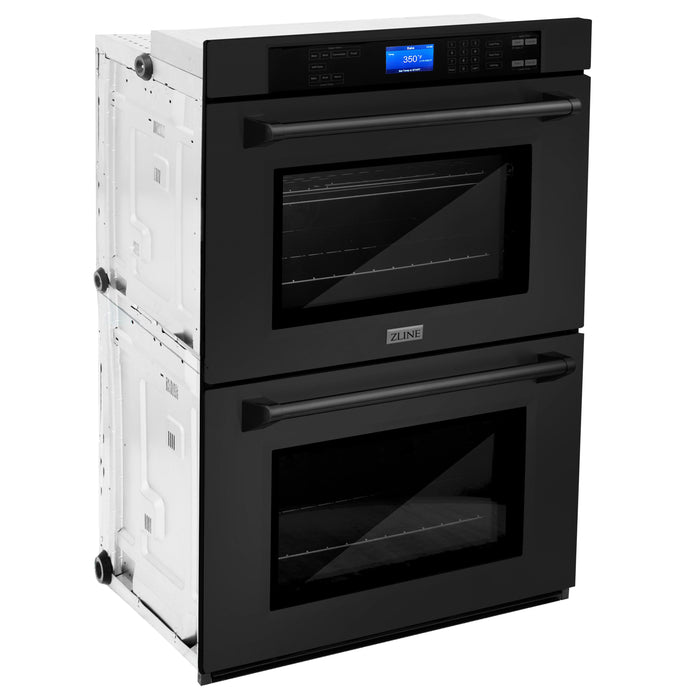 ZLINE 30 in. Professional Electric Double Wall Oven with Self Clean and True Convection in Black Stainless Steel (AWD-30-BS)