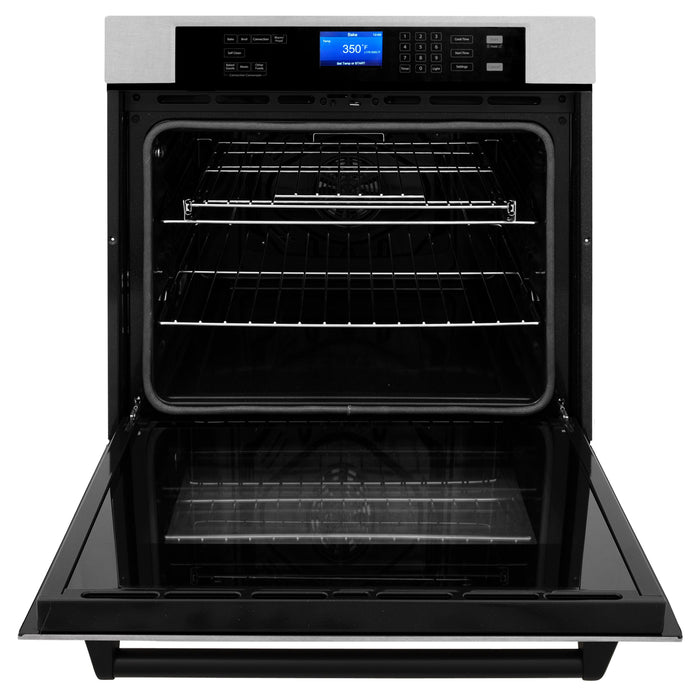 ZLINE 30 in. Autograph Edition Electric Single Wall Oven with Self Clean and True Convection in Fingerprint Resistant Stainless Steel and Matte Black Accents (AWSSZ-30-MB)