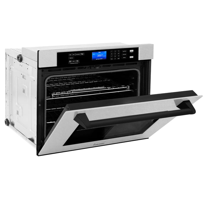 ZLINE 30 in. Autograph Edition Electric Single Wall Oven with Self Clean and True Convection in Fingerprint Resistant Stainless Steel and Matte Black Accents (AWSSZ-30-MB)