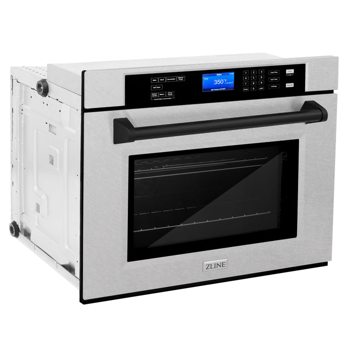 ZLINE 30 in. Autograph Edition Electric Single Wall Oven with Self Clean and True Convection in Fingerprint Resistant Stainless Steel and Matte Black Accents (AWSSZ-30-MB)