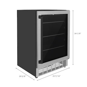 ZLINE 24 in. Monument Autograph Edition 154 Can Beverage Fridge in Stainless Steel with Matte Black Accents (RBVZ-US-24-MB)